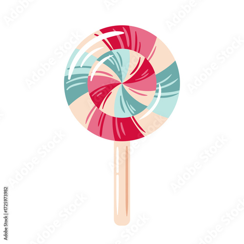 A Colorful Swirled Lollipop on a Stick, a delightful treat that evokes cheerful childhood memories