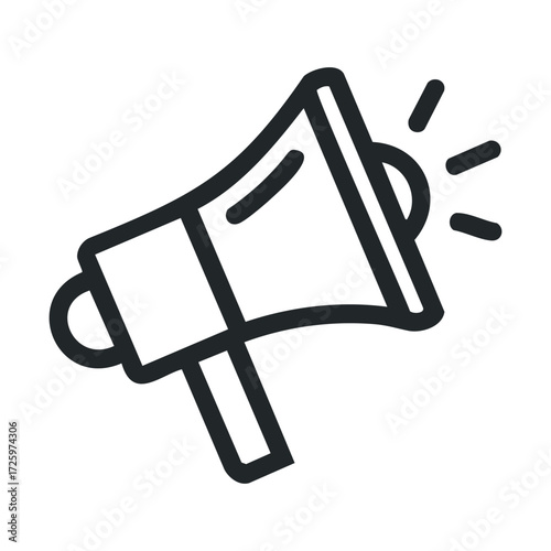 Loudspeaker concept for announcements and public speaking events. Vector black icon