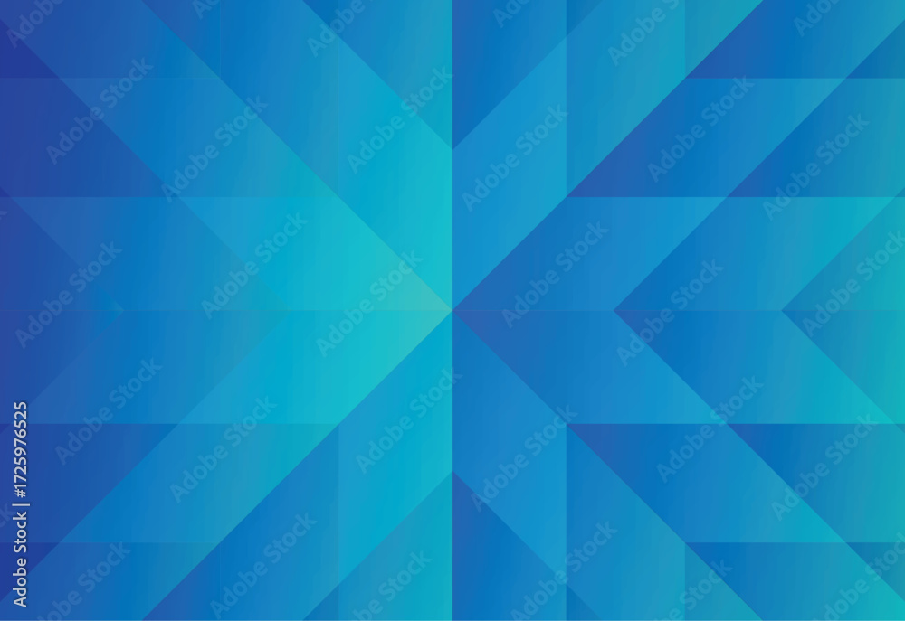 Fototapeta premium Vibrant abstract background with symmetrical geometric pattern in bright blue and aqua gradients, creating a dynamic, modern 'X' shape. 