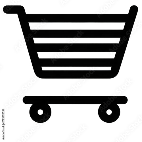 Simple black shopping cart icon for online store websites.