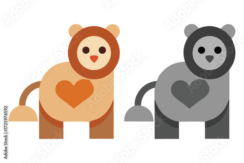 Needle felted animals, soft sculptures (2). These vector pictograms of a  graphic, design, vector, kawaii, adorable, animal, cartoon, cute, character, illustration