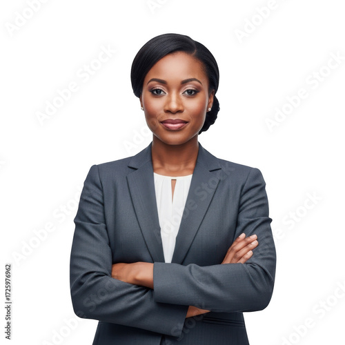 Wallpaper Mural Professional african american woman in a dark suit with arms crossed confidently isolated on transparent background Torontodigital.ca