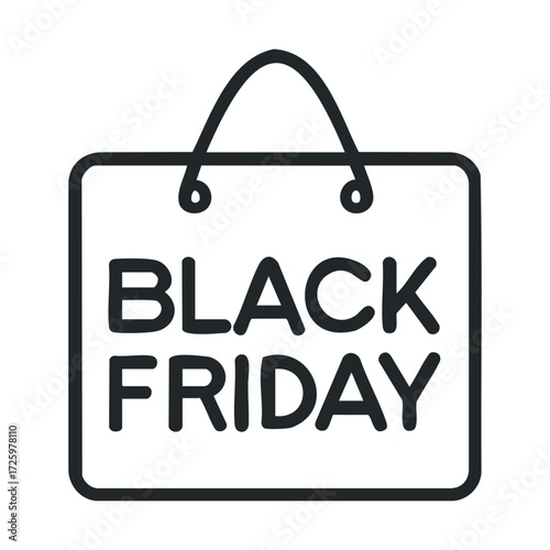 Black Friday shopping sale announcement for specials and discounts. Vector black icon