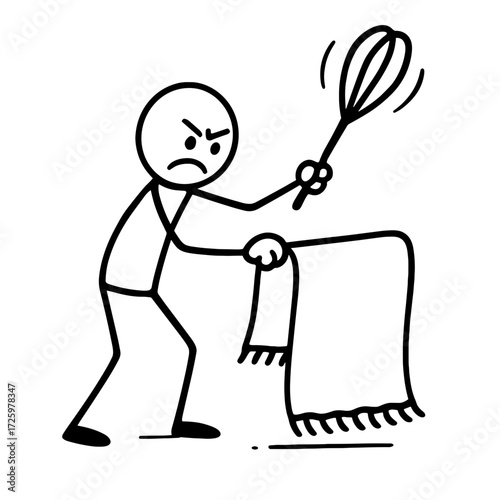 Stick figure dusting the carpet 