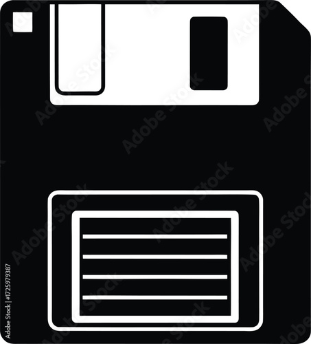 Blue Floppy Disk Retro Style Icon on Transparent Background