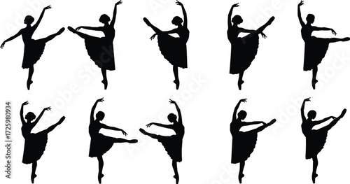 Ballet, dancer, silhouette, ballerina, pose, elegance, performance, tutu, grace, movement, stage, art, flexibility, dance, balance