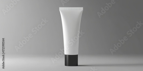 White cosmetic tube mockups on neutral background with soft shadows – minimal beauty product template