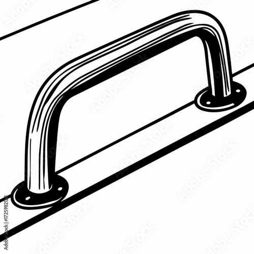 Simple line drawing of a grab bar on a flat surface  