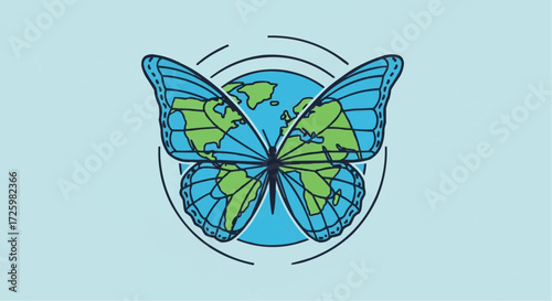 World animal day  october 4 butterfly wings earth globe vector illustration for environment and nature conservation awareness design vector