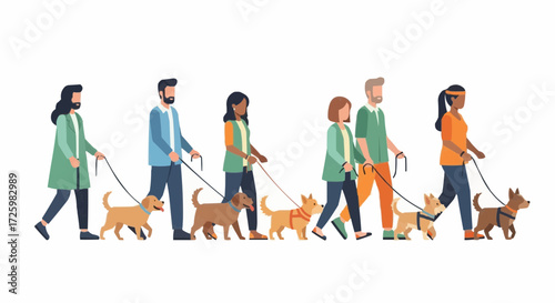 World animal day  october 4 dog walking service people walking dogs pet care canine companionship animal lovers happy pets outdoor strolls fun 100 vector