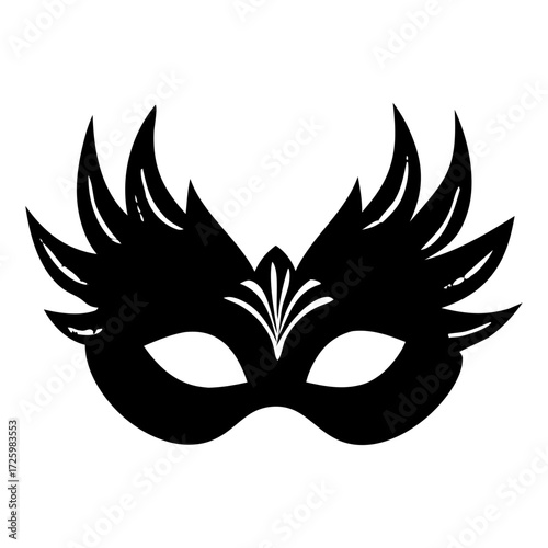 carnival mask isolated on black, mask design, mask design vector, mask design silhouette, mask design, black and white silhouette design, silhouette design, silhouette vector design. 