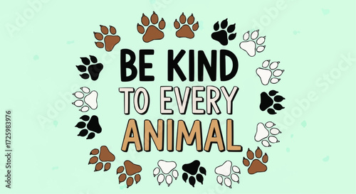 World animal day  october 4 be kind to every animal paw print vector illustration for animal lovers and pet adoption advocacy projects vector