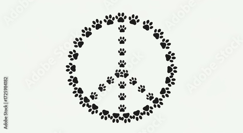 World animal day  october 4 peace symbol made of paw prints vector art for animal lovers and pet adoption advocacy and animal rescue groups vector