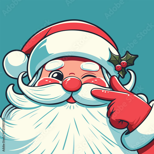 Santa Claus head cartoon vector illustration for Christmas holiday design. Christmas Santa Claus face in red hat clipart