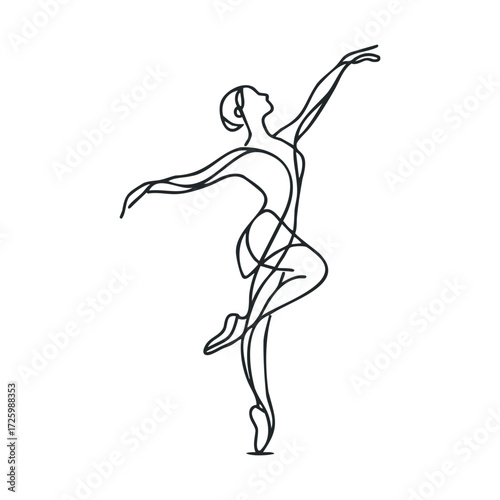 Elegant dancer in fluid motion showcasing artistic expression. Vector black icon