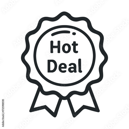 Hot deal badge for promotion and marketing campaigns. Vector black icon