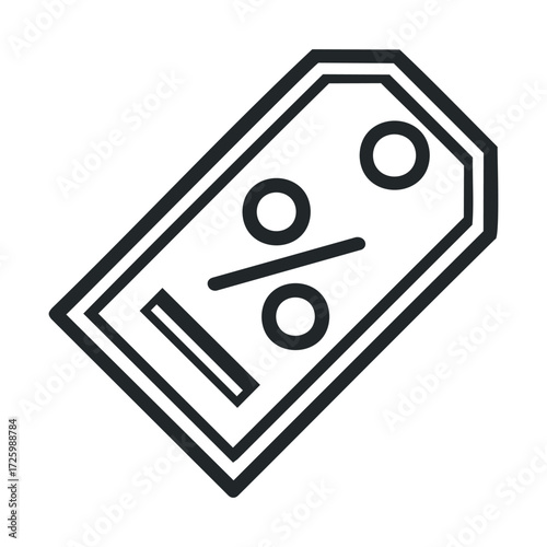 Discount label for sales and promotions in retail shops. Vector black icon