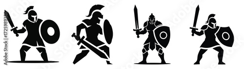 warrior Icon Set, Vector illustration