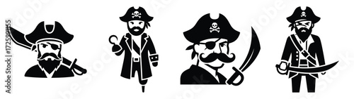 pirate Icon Set, Vector illustration
