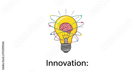 Innovation Icon with Brain and Lightbulb Symbolizing New Ideas