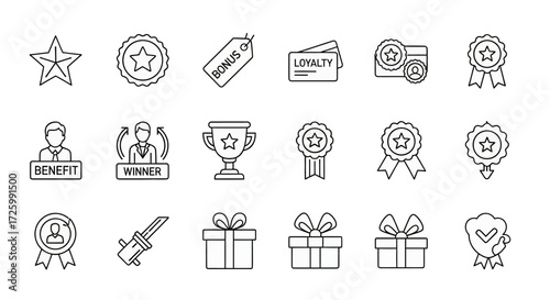 Set of quality and reward icon elements for awards and recognition