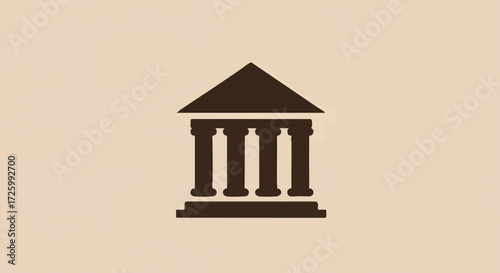 Ancient Greek temple illustration with columns and triangular roof, c102 eps file reference