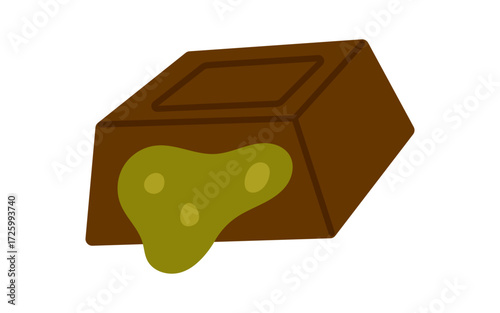 Vector Dubai chocolate candy with pistachio filling isolated on white. Sweet gourmet dessert illustration for bakery menu, premium confectionery, and elegant food packaging.