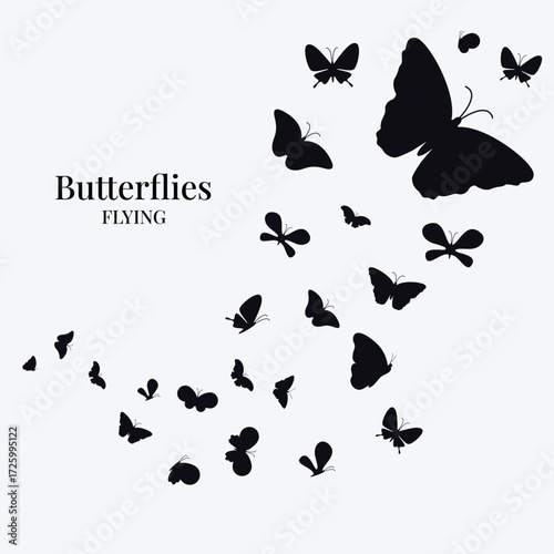 Elegant swarm of delicate butterfly silhouettes creating a beautiful background pattern