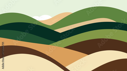 Abstract rolling hills landscape with soft pastel colors
