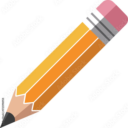 Bright orange pencil with pink eraser and sharpened lead