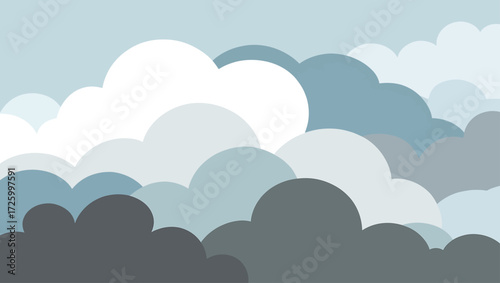 Abstract stylized clouds in various shades of blue and gray