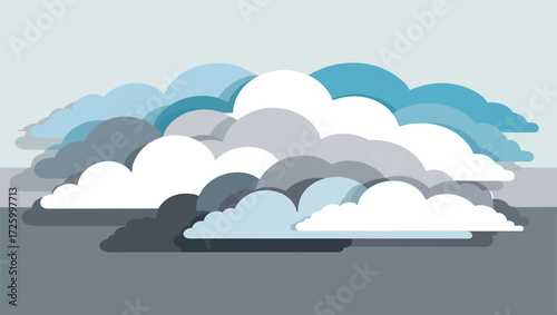 Layered abstract clouds in shades of blue and gray