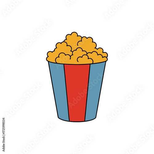 Cartoon bucket of popcorn isolated on transparent background