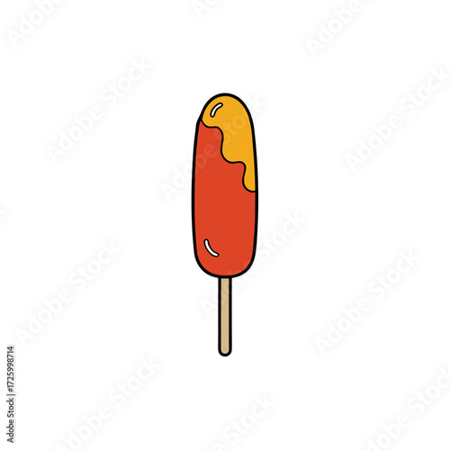 Cartoon corn dog with mustard isolated on transparent background