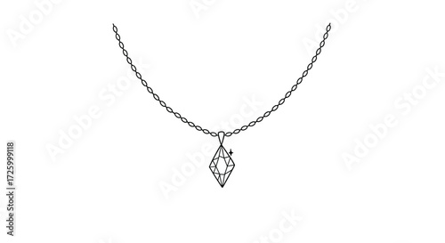 Wallpaper Mural Elegant necklace with a diamond shaped pendant hanging from a delicate chain in a simple line drawing Torontodigital.ca