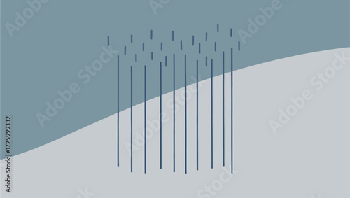 Abstract minimalist illustration of falling rain on a textured background