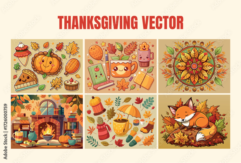 Fototapeta premium Vibrant thanksgiving celebration collage featuring pumpkins food and autumn harvest elements for festive design