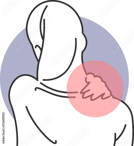 Minimalist illustration of a person with severe pain in their left shoulder