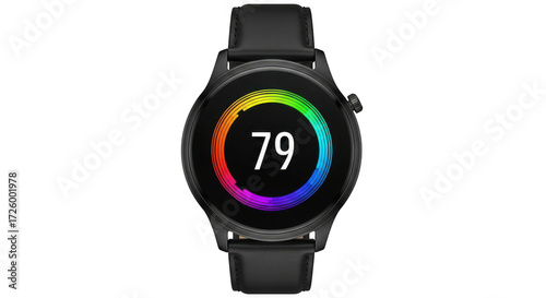 Modern smartwatch displays vibrant circular health metrics with numerical readout