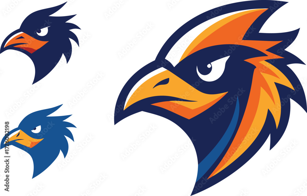 Obraz premium Dynamic bird head mascot logos vector set scalable illustration for branding and design projects isolated on transparent background