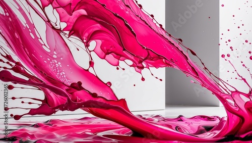 A vibrant pink paint splash showcasing fluid movement and energy.