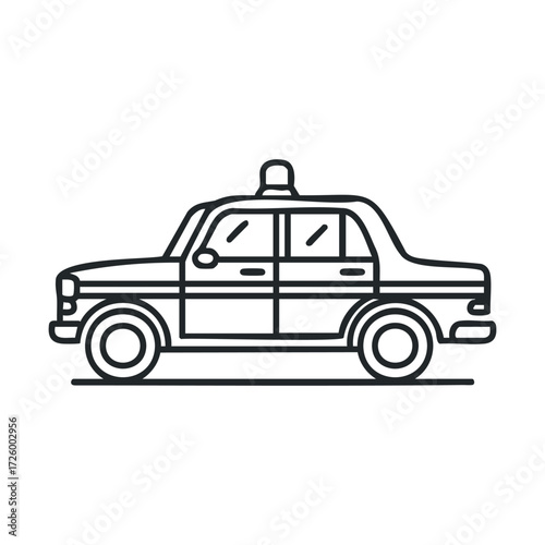 Classic taxi car design for urban transportation concept. Vector black icon