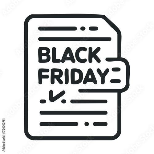Black Friday deals announcement for holiday shopping events. Vector black icon