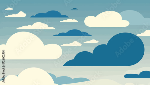 Stylized clouds in a blue sky background
