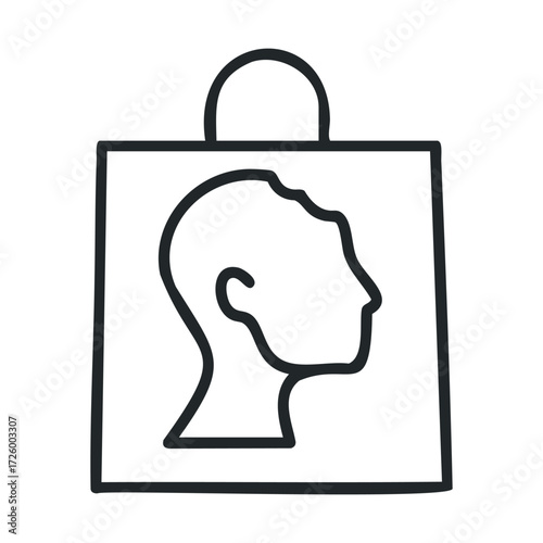 Minimalist design showcasing head silhouette in creative format. Vector black icon