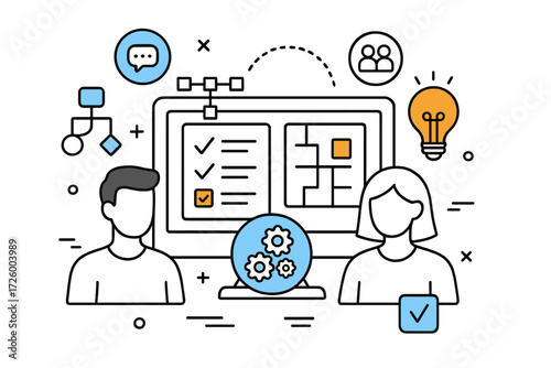 Collaborative brainstorming and project management in a digital workspace with diverse tools and ideas