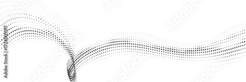 Black dotted wave flowing abstract design background for textile, wallpaper, wrapping, branding, poster, website, digital art, motion graphics, fabric, print design