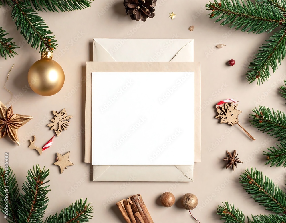 Obraz premium Elegant Christmas Mockup with Blank Card