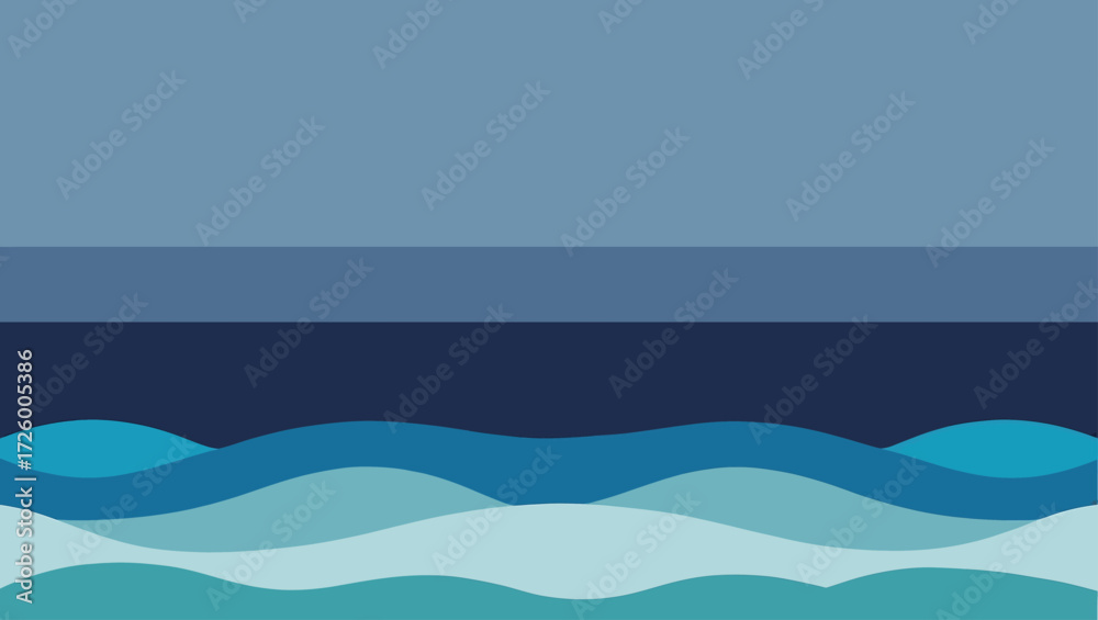 Fototapeta premium Abstract wavy ocean layers in shades of blue and teal