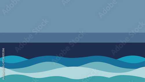 Abstract wavy ocean layers in shades of blue and teal